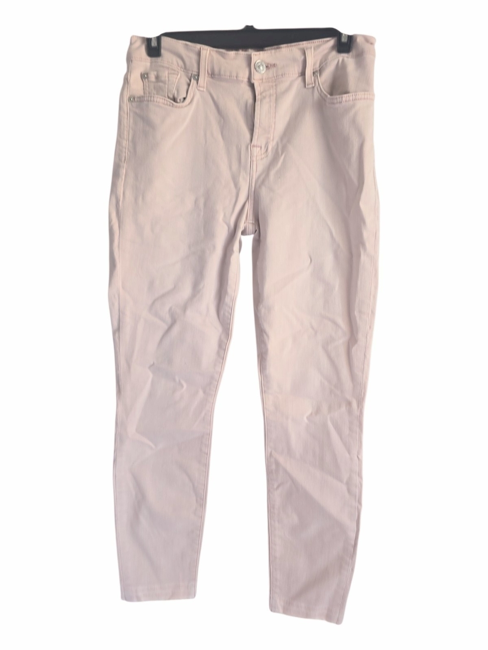 Seven For All Mankind Light Pink Skinny Jeans Distressed Hem